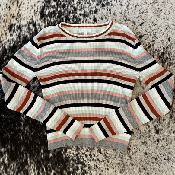 Abound Tops - Striped L/S knit top